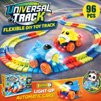 Universal Flex Track Set - 96-Piece DIY Racing Track with Light-Up Car