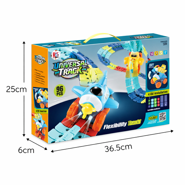 Universal Flex Track Set - 96-Piece DIY Racing Track with Light-Up Car