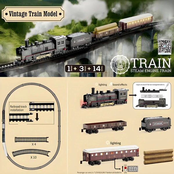 Vintage Steam Train Playset With Light & Sound 🚂